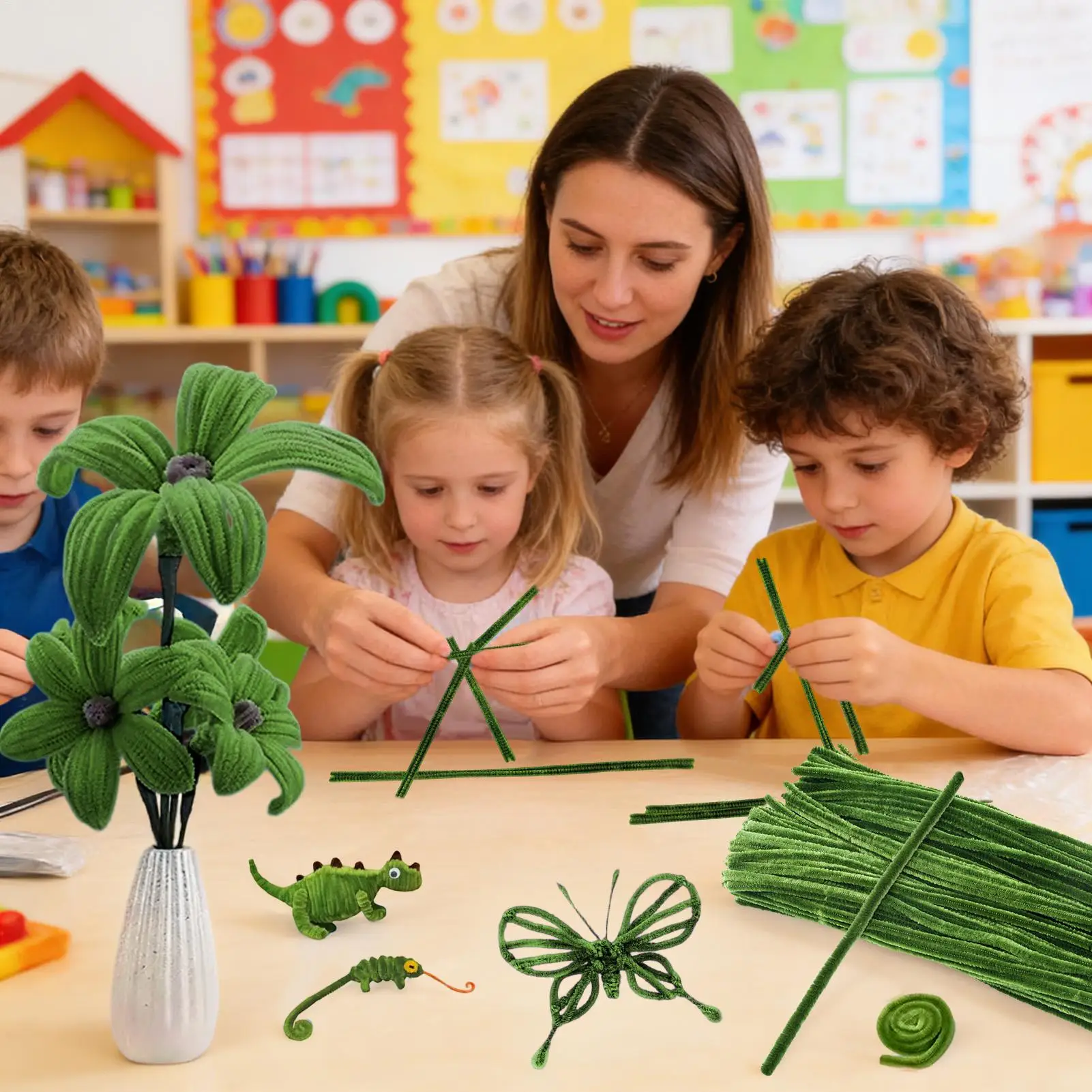 

Набор для творчества из трубчатых проволоков: цветы из трубчатых проволоков, не осыпающиеся, для поделок, художественных проектов, декора, флористических композиций, для класса