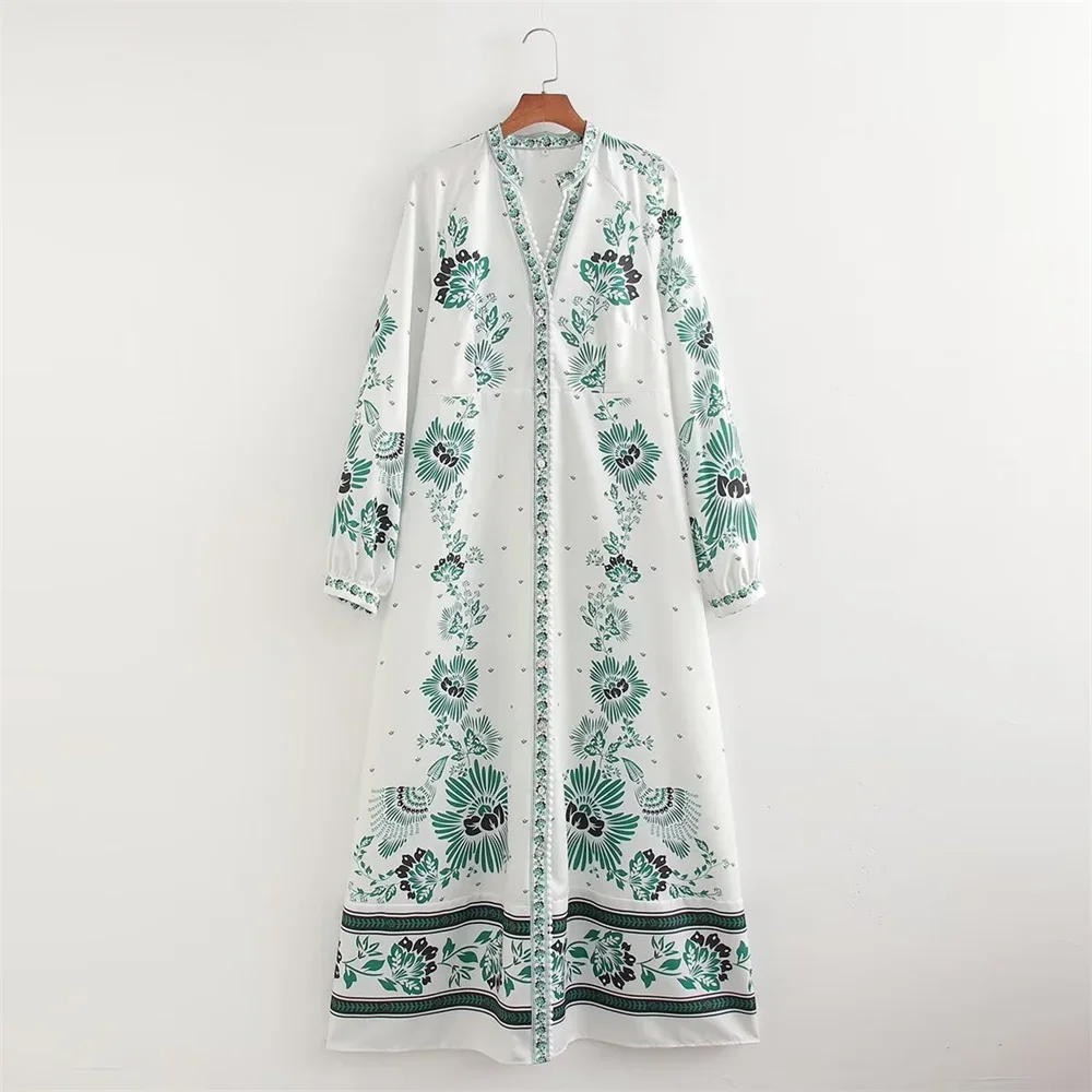 BWQ Modest Ramadan Maxi Dress for Women - Full Sleeve Summer Ankle-Length Boho Dress Breathable Prayer Outfit Plus Size Floral