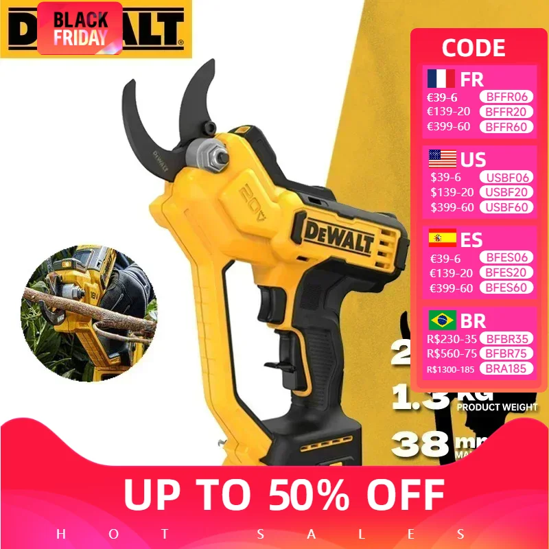 DEWALT Cordless Powered Pruner 20V Rechargeable Shears Pruning Branches Cutter Electric Pruner Scissors Power Tools DCMPP568