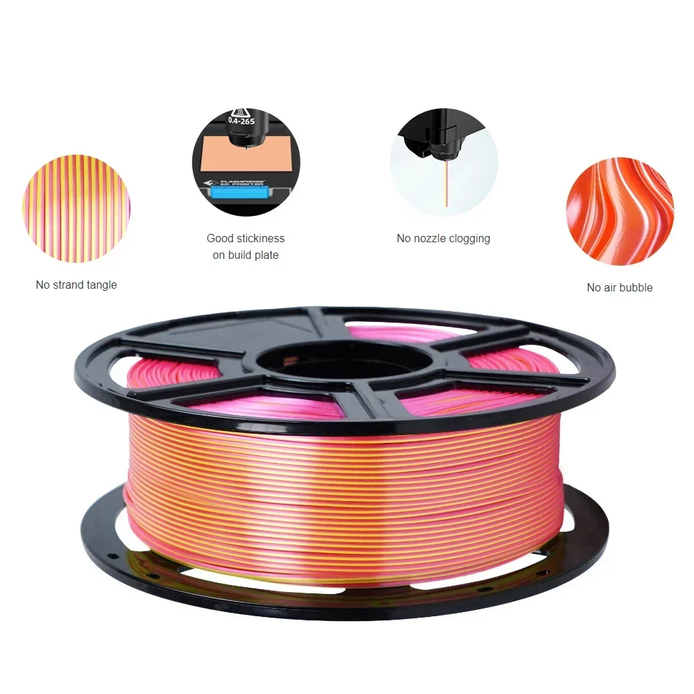 

1KG 1.75mm Dual Color Two-tone PLA+ Filament Silk Rainbow PLA 1KG