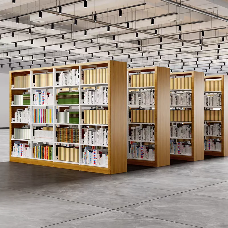 Adjustable Iron Bookshelves University Library Bookshelf Furniture Steel Bookcase Magazine Racks Library Bookcase with 4 Shelves