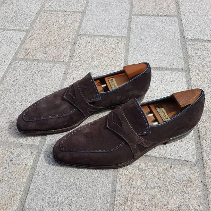 New Black Flock Loafers Breathable Slip-On Casual Shoes Handmade Men Dress Shoes Zapatillas De Hombre