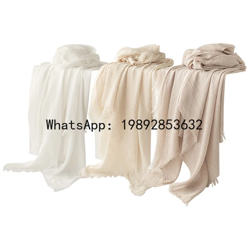 

Cotton and linen scarfclassy japanese and korean atmosphere gauze scarf sun protection shawl casual long silk scarf