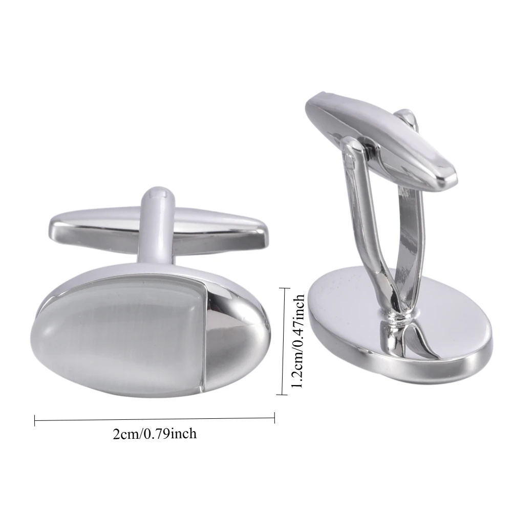 Silver Oval Streamlined Metal Cufflinks Metallic Men's Business Suit Sleeve Studs Exquisite Accessories For Shirt And Suit Cuffs