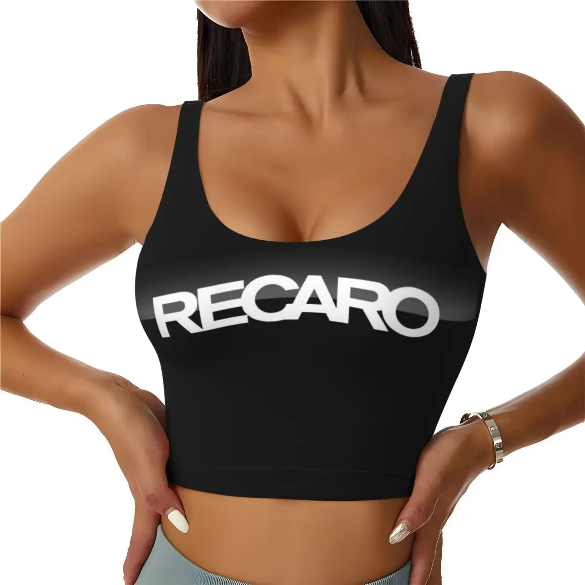 Custom Recaros Logo Workout Crop Tank Tops for Women Seamless Yoga Running Sports Bras