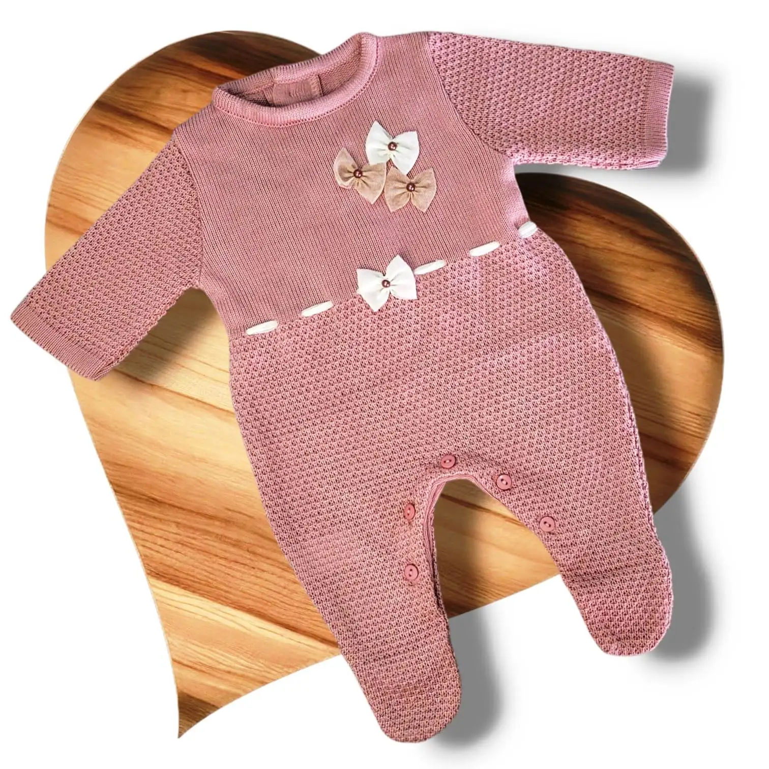 Baby Rosé Sash Knitting Jumpsuit