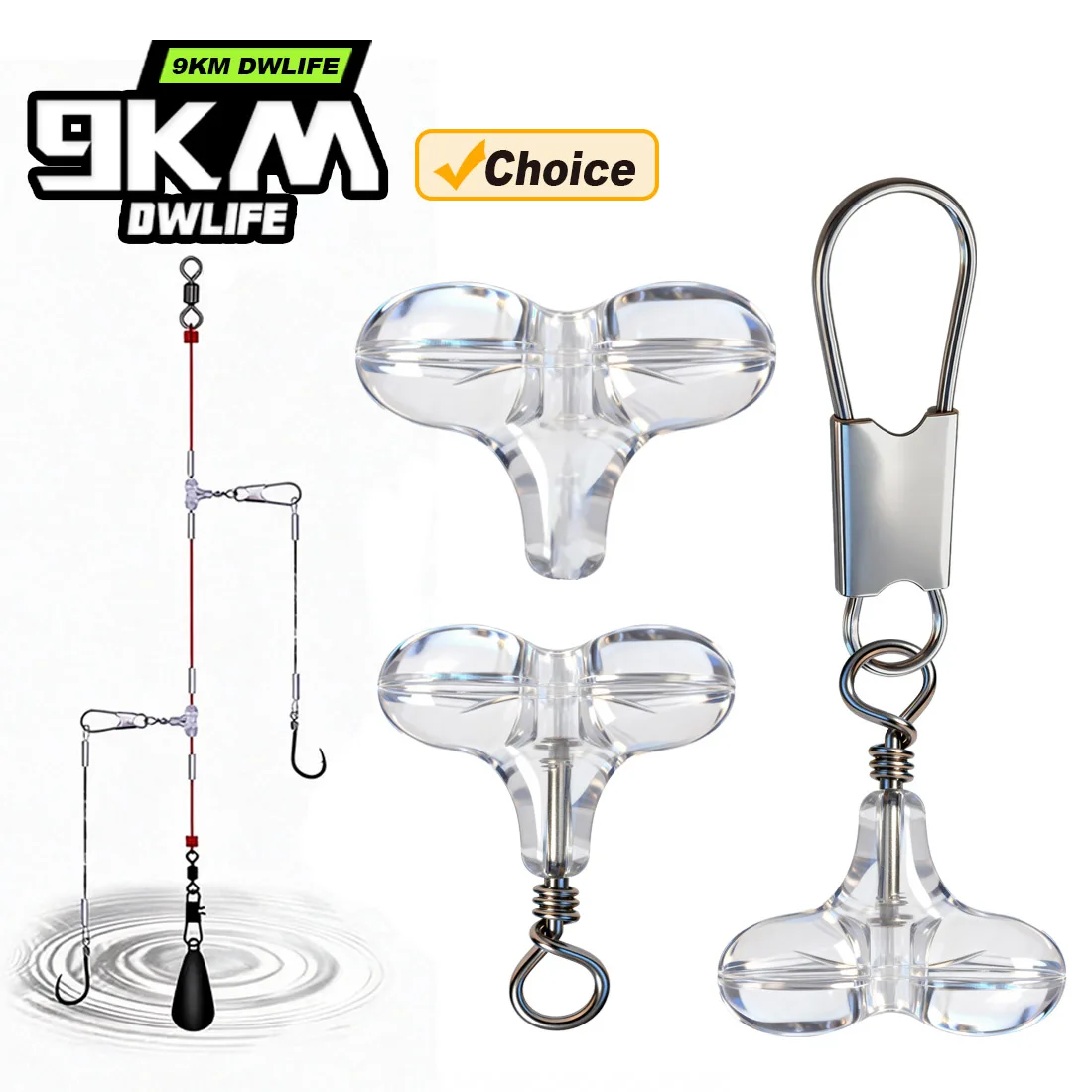 9KM Fishing Cross Beads with Snap 15-30pcs T-Shape Transparent Bead with Interlock Clip Lure Fishing rig Connector Accessories