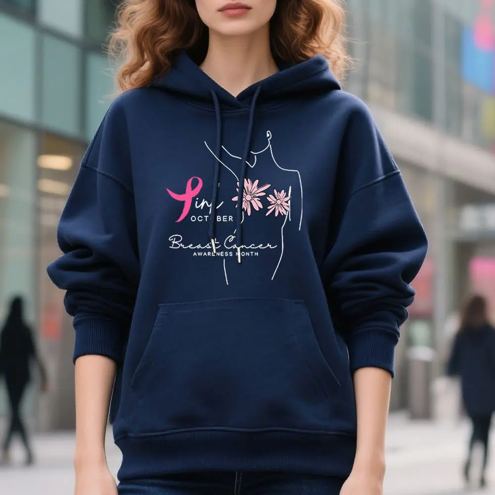 Rosa Oktober-Sweatshirt mit Gänseblümchen-Grafikdruck, Damenbekleidung, Brustkrebs-Bewusstseinsmonat-Sweatshirts, Krebs-Krieger-Kleidung