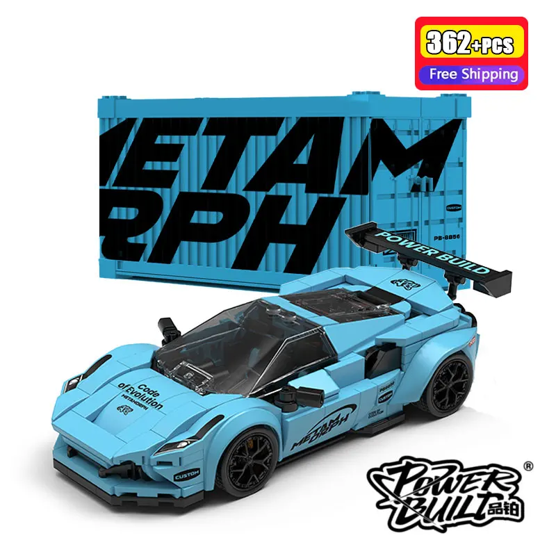 

PB8856 362 детали, конструктор MOC «Гоночный автомобиль» с демонстрационным боксом, коллекционная модель спортивного автомобиля, мелкие кирпичики, игрушки для мальчиков, подарки