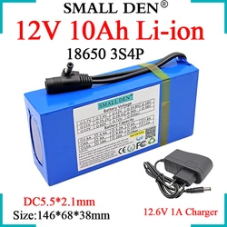 12V 10Ah przenośny akumulator litowy 18650 10000mAh światło uliczne LED światła w trybie czuwania z ładowarką 10A BMS + 12.6V 1A