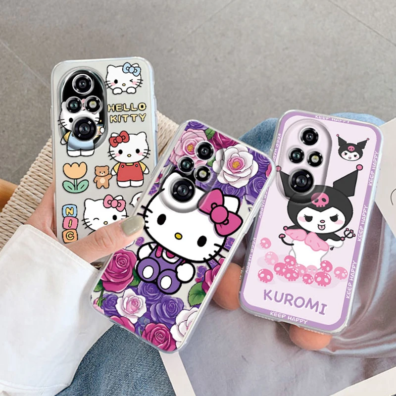 Kuromi Hello Kitty Cinnamoroll Phone Case For Honor 200 90 Pro Lite X7a X7c X7b 200 90 Smart X7 70 50 X5 Plus Clear TPU Cover