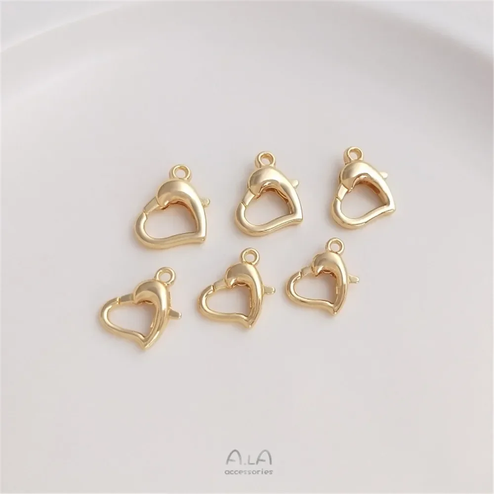 

14K Gold Plated Heart-shaped lobster clasp handmade DIY spring clasp accessories bracelet necklace end clasp jewelry