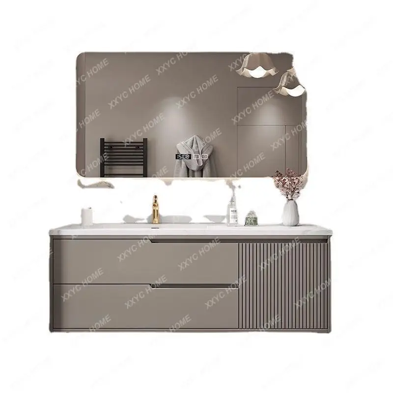 Stone Plate Seamless Ceramic Whole Washbin Bathroom Cabinet Combination Bathroom Table Sink Washbasin