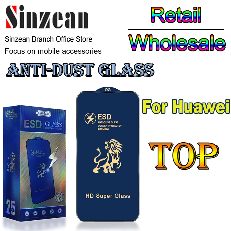 

25/50pcs For Huawei P50 P30 P40 Lite Psmart Z Mate 30 40 50 P Smart 2021 P20 Pro Y9 Y8 ESD Antistatic Dust OG Tempered Glass