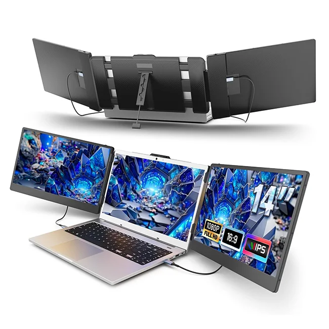 

S2 14 "Kwumsy удлинитель экрана ноутбука ультратонкий FHD 1080P IPS принт логотипа тройной портативный монитор подходит для 13-17-дюймовых ноутбуков Plug & Play