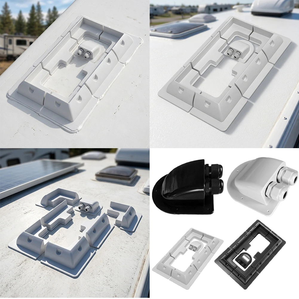 7PCS L-shaped Solar Panel Mounting Brackets Kit Cable Entry Gland Wire Cable Entry Gland Sealing Junction Box Curved Connector