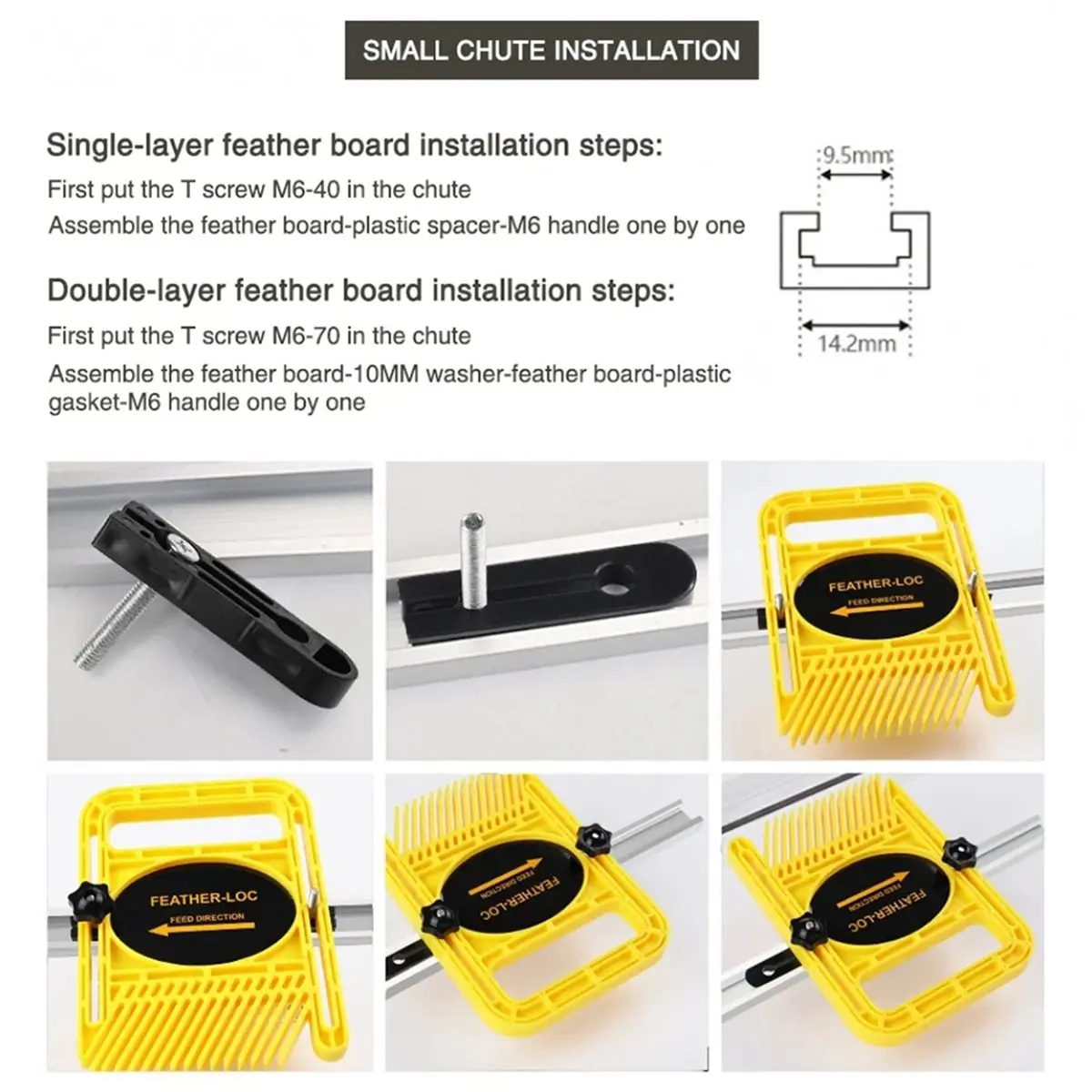 11·11COUPON Dual Multi-Purpose Loc Board, Woodworking Featherboards for Miter Slot, Circular Saw & Engraving Table Tools
