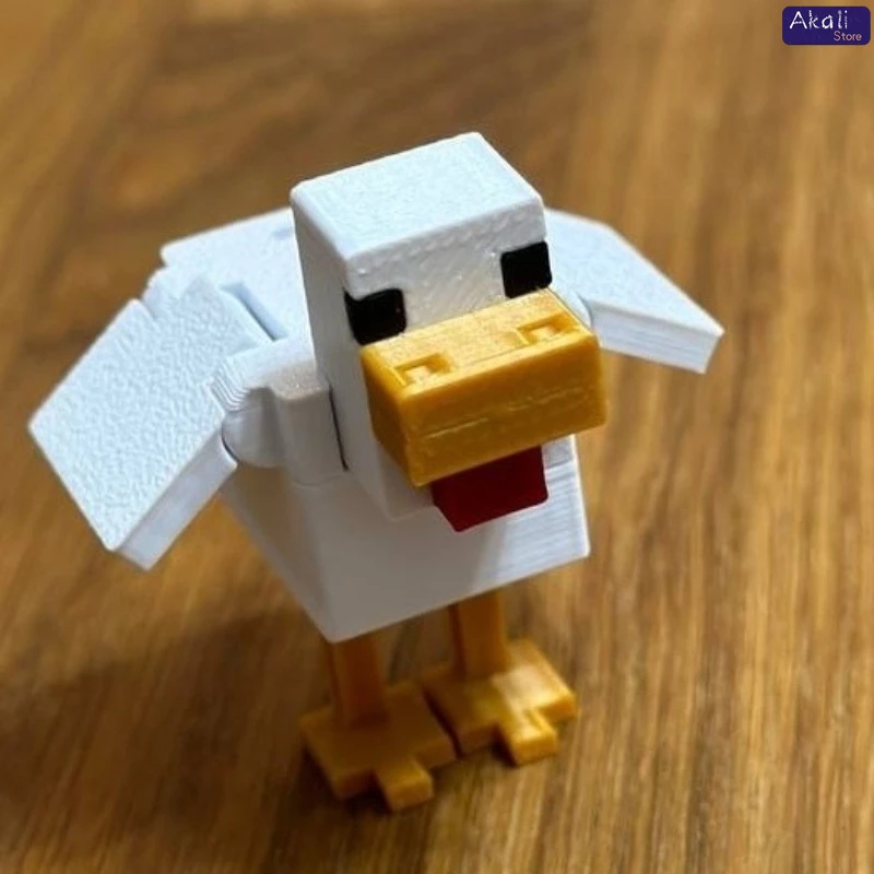 تمثال دجاج بلاستيكي مطبوع ثلاثي الأبعاد لعبة MC نموذج قابل للجمع لتزيين المكتب 1/2/5 قطع