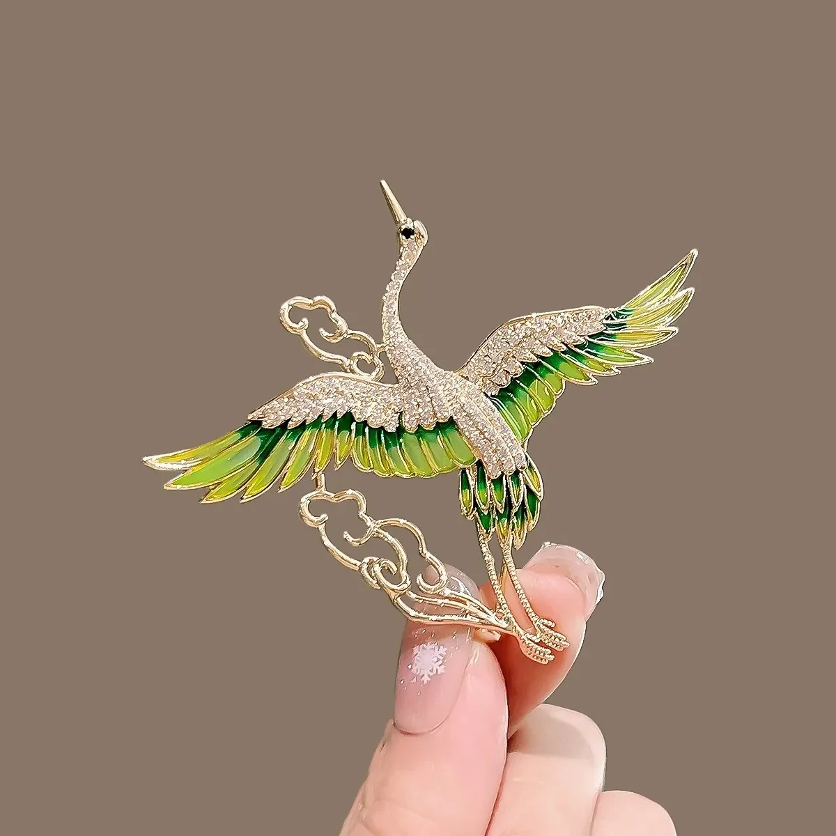 Antieke Stijl Kraan Gunstige Wolk Broche High-end Vrouwelijk Temperament Borst Bloem Retro Broche Qipao Decoratie Niche Gift