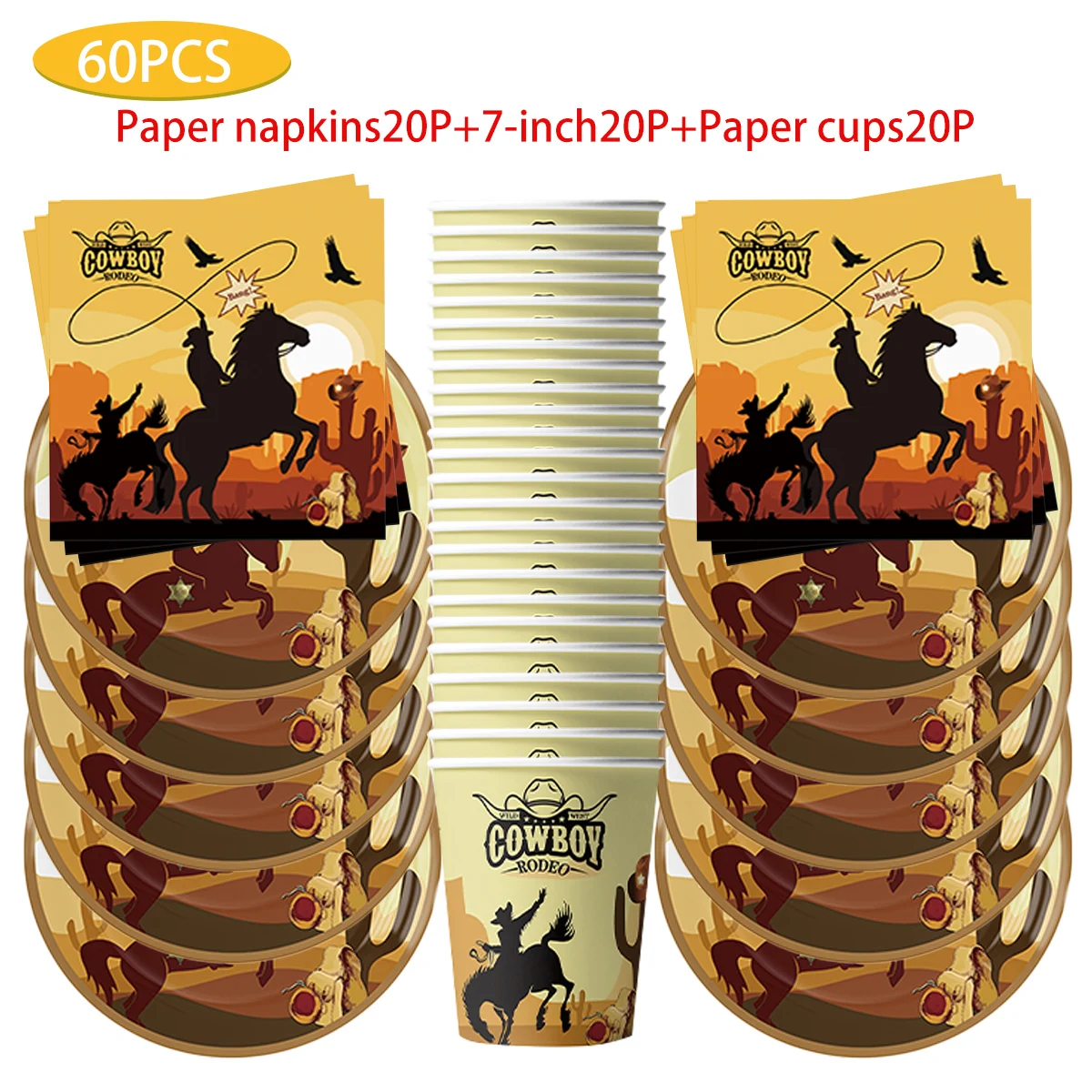 

Western cowboy Theme Birthday Decoration anniversaires Festival Party supplies Scene disposable Birthday party decoration Set