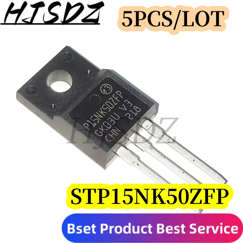 Transistor MOSFET STP15NK50ZFP P15NK50ZFP TO-220F 14A/15A 500V, en Stock, 5 unids/lote