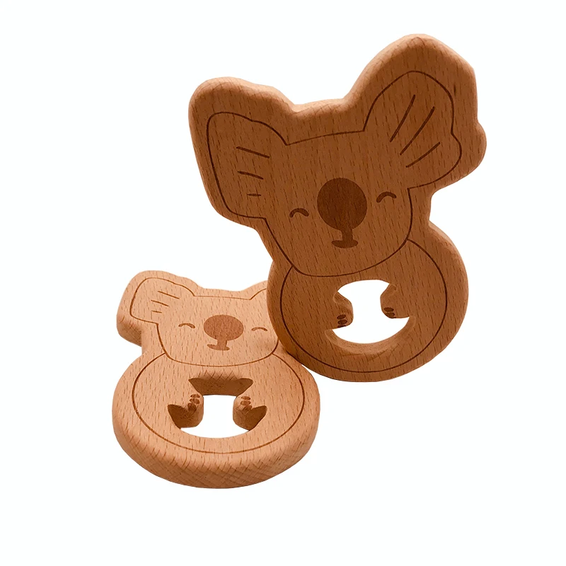 ABCPICK 10pcs Baby Animal Natural Beech Teething Wooden Teether Rodent Bear Tiny Rod Pendant For DIY Pacifier Chain Products