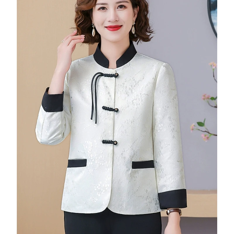 

2025 New Chinese Style Blouse Coat Women's Vintage Buttoned Cardigan Flattering Slim Long Sleeve Jacket Spring Luxury Outerwear
