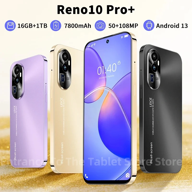 Reno10 Pro +-teléfono inteligente versión Global, Smartphone con Qualcomm 8 Gen2, 16 GB + 1TB, 7800mAh, 50 + 108MP, red 4G/5G, Android