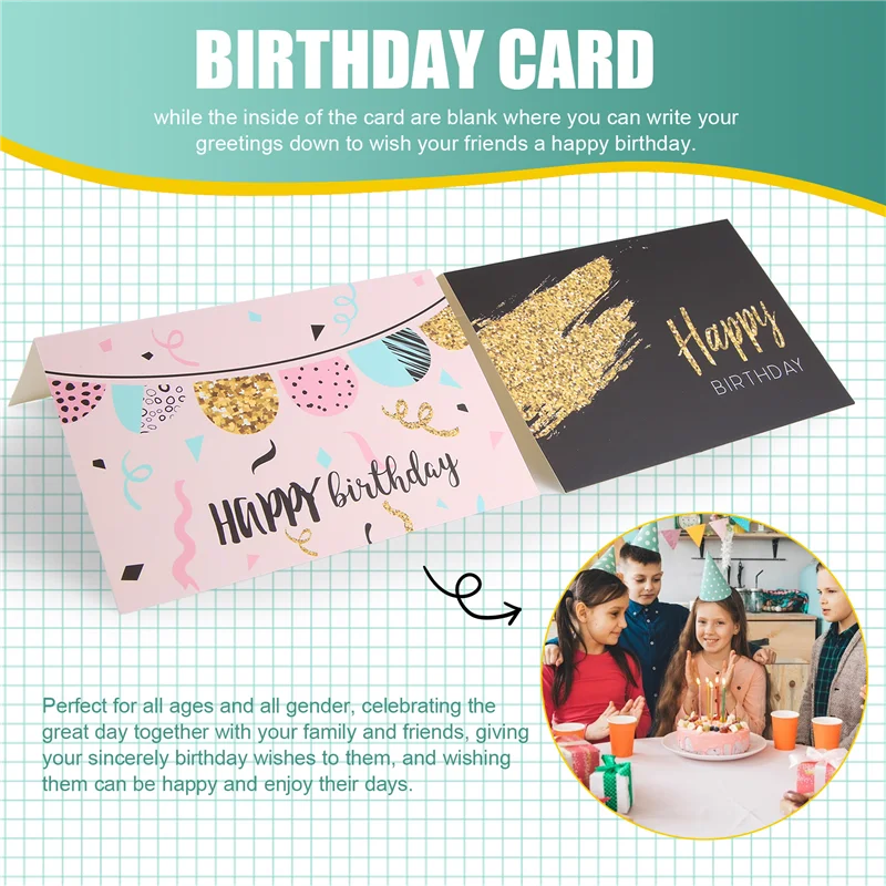 A11E-36 حزمة بطاقات المعايدة صديقة للبيئة فريدة من نوعها بطاقات عيد ميلاد كبيرة مجموعة بطاقات عيد ميلاد سعيد للكبار والأطفال الكتابة