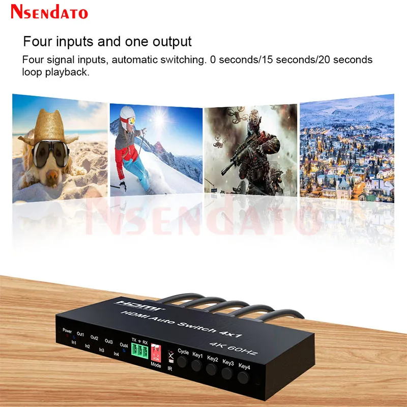 

4K 60Hz HDMI Auto Switch 4x1 HDMI Switcher With EDID 4 in 1 out HDMI Switches Adapter For DVD HDMI Media player PS4 TV Box
