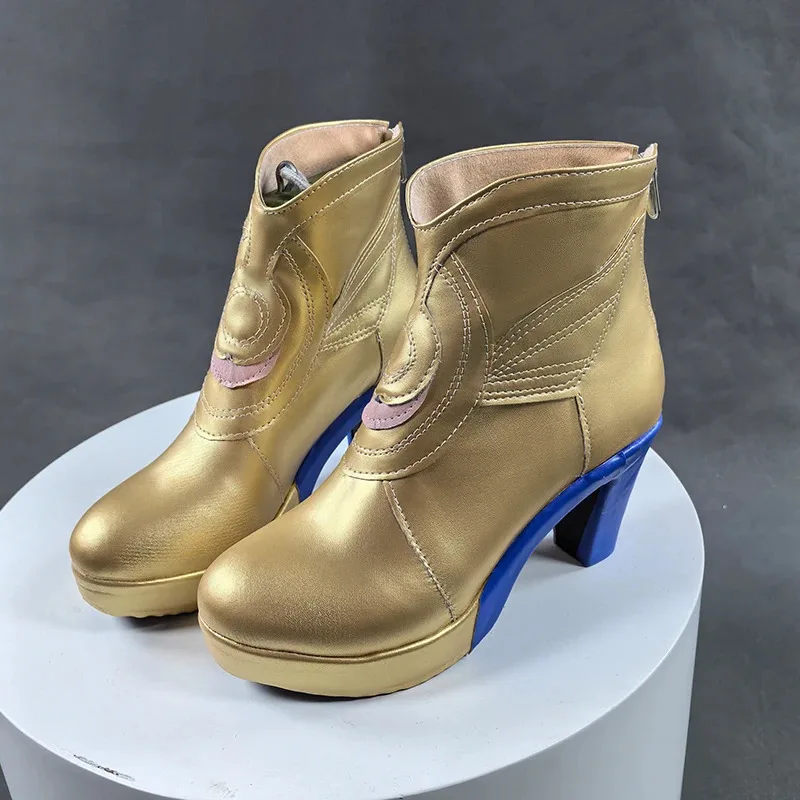

2025 yiyi Game Cipher Honkai Star Rail Cosplay Shoes Customized Golden PU Leather Boots Halloween Carnival Party Costume Props M
