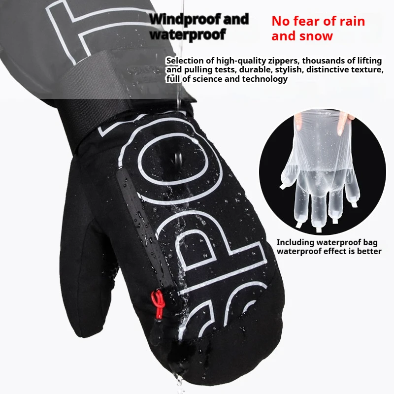 Guantes de esquí para hombre y mujer, guantes impermeables con relleno de algodón cálido para invierno, esquí, Snowboard, ciclismo, deportes al aire libre, pantalla táctil