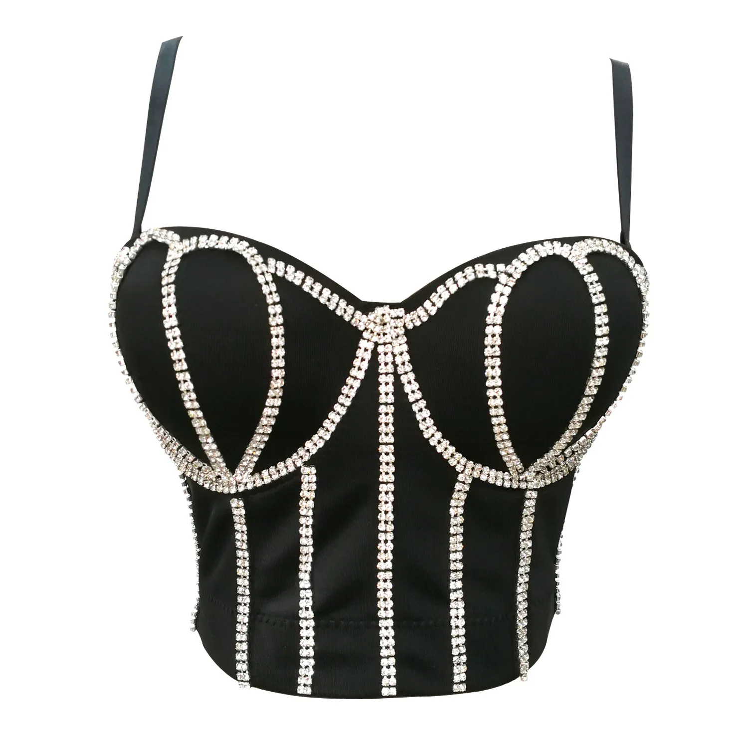 Women Bright Diamond Corset Top Crop Bustier Gothic Bra Push Up Bodice Sexy Lingerie Corselet Party Short Camis Plus Size