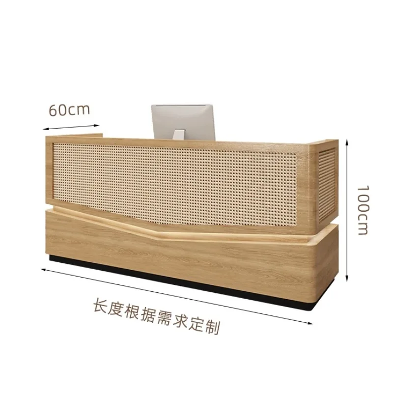 Japanese Bar Checkout Page Shop Small Counter Rattan Front Desk Customized Reception Desk Podium Stand Pulpitos Furniture
