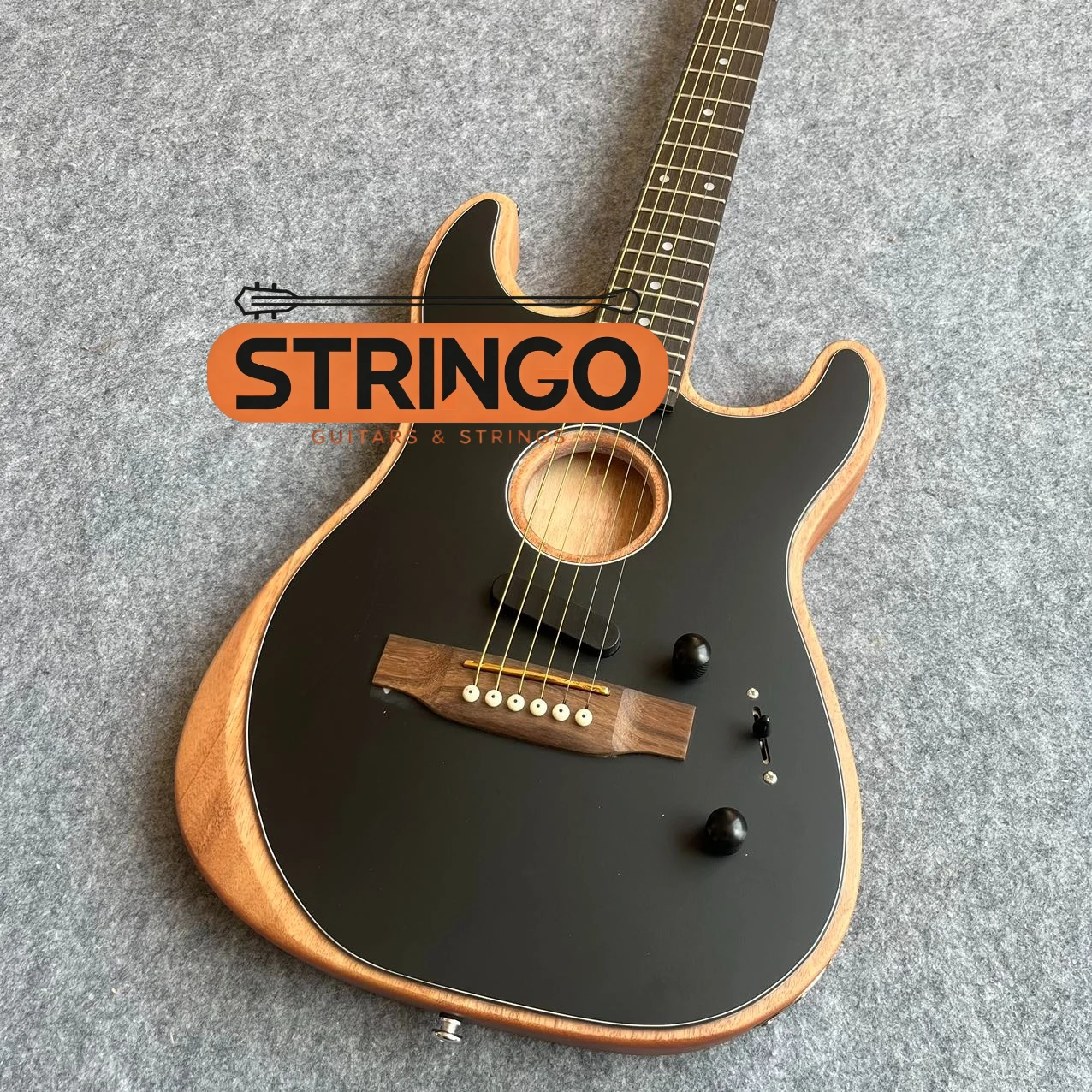 STY Acoustic Electric Hybrid Guitar Hollow Sound Hole Mahogany Body Acoustic Electric Dual Mode Folk Players Stage Recording