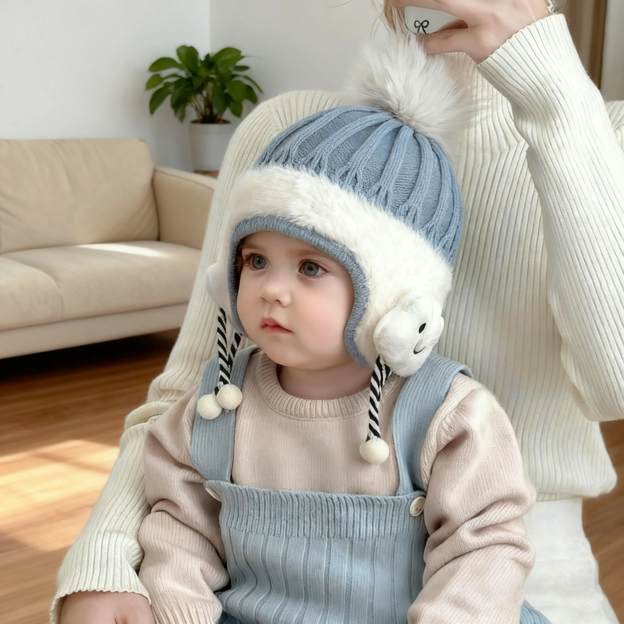 Wolke Winter Warme Baby Hut Gehörschutz Kinder Mützen Cartoon Kleinkind Mädchen Junge Doppel Schichten Nette Gestrickte Kinder Weihnachten Gi