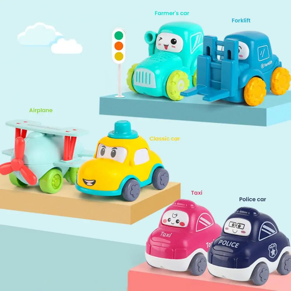 Material Sicherheit Nette Pull Zurück Engineering Auto Modell Spielzeug Batterie-Freies Engineering Auto Spielzeug Cartoon Taxi Jungen Mädchen Geschenk