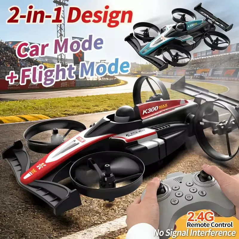 2-in-1 Land Air Dual-Mode Drone RC Drift Racing Car 360° Rolling One Click Takeoff/Landing Remote Control Car 2.4G RC Drone Toys
