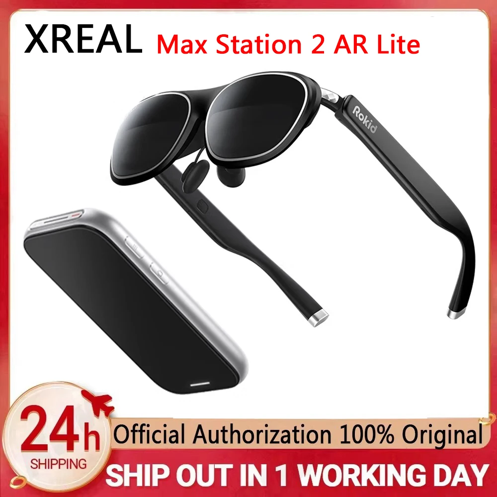 

Rokid Max 2 AR Lite Smart Glasses 120Hz 1080P HiFi Audio 3D 215" Giant screen FoV Viewing AR Glasses for Phone Switch PS5 Xbox