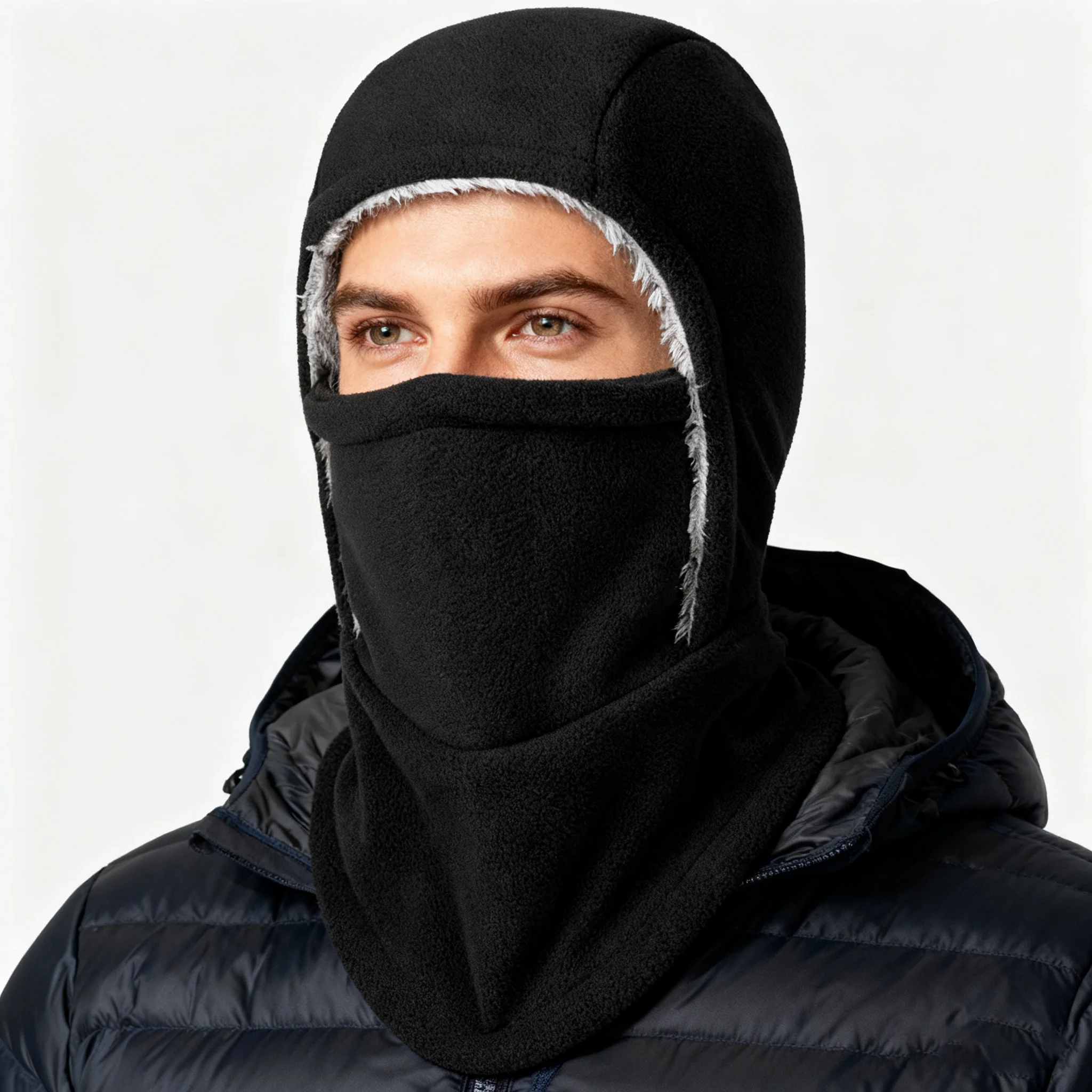 

Integrated Mask Head Cover Neck Guard Fleece-Lined Thickened Heat Accumulation Warm Windproof Durable Breathable for Outdoor