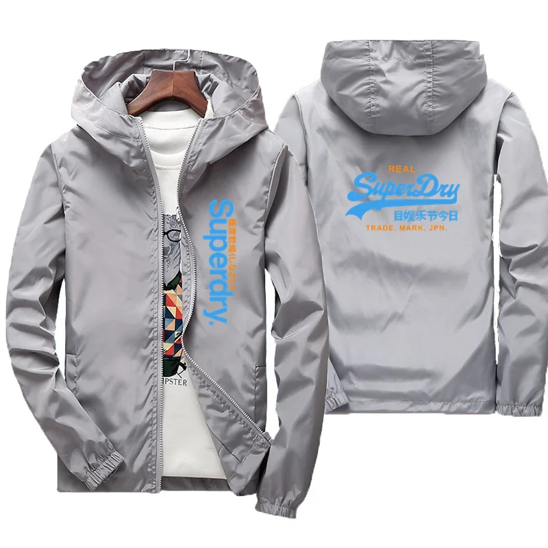 UK Superdry Ultimate Dry Męska wiosenna i jesienna nowa wędkarska wiatroszczelna kurtka z zamkiem błyskawicznym, codzienna bluza z kapturem, luźna,