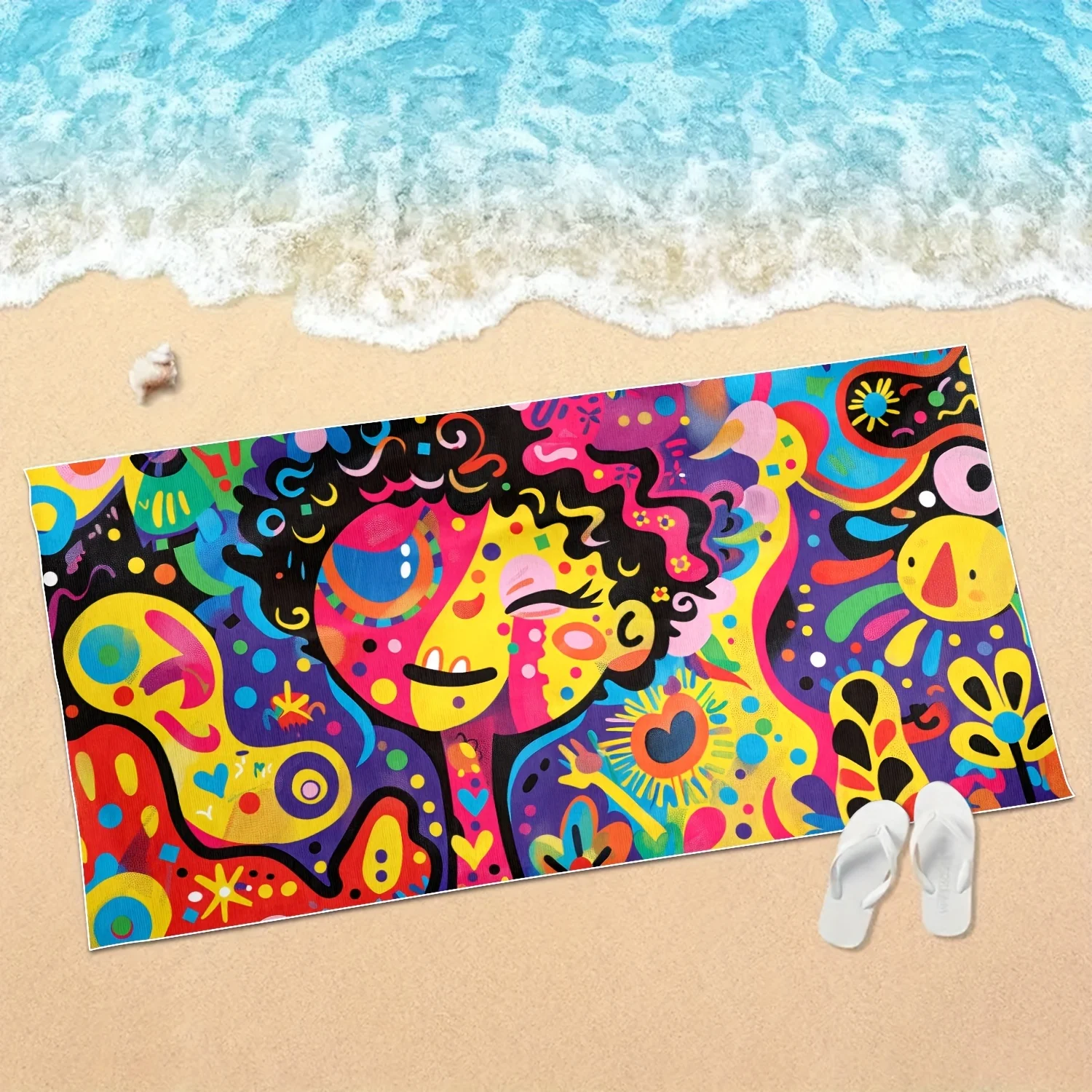 

Psychedelic Art Beach Towel: Vibrant Design Bringing Eclectic Style, Bold Colors, and Unique Flair to Your Summer Vibes