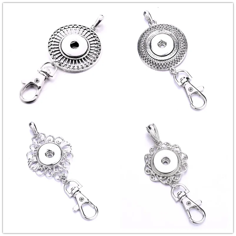 

20pcs Lobster Clasp Hollow Round Alloy Metal Key Chains Jewelry 18mm Snap Button Key Ring Keyring