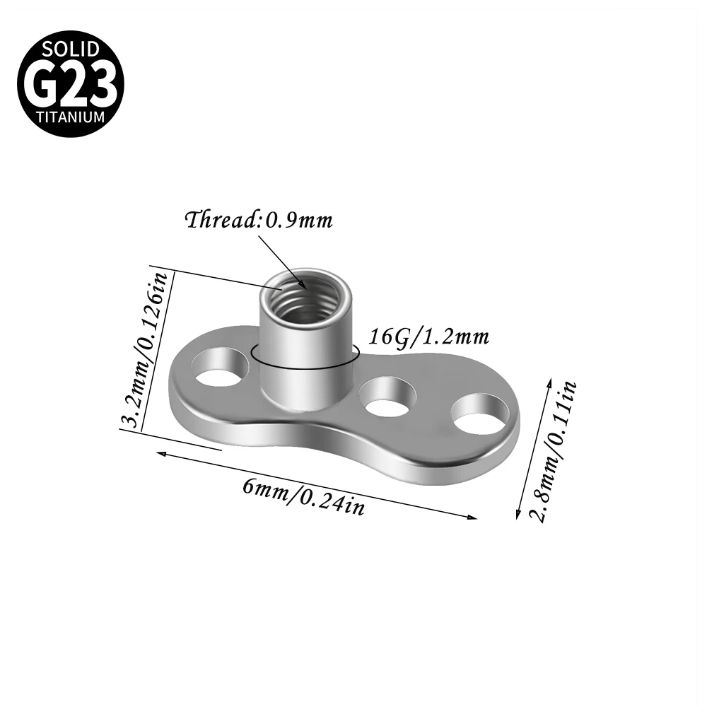 G23 Titanium Surface Piercing Double Threaded Dermal Anchor