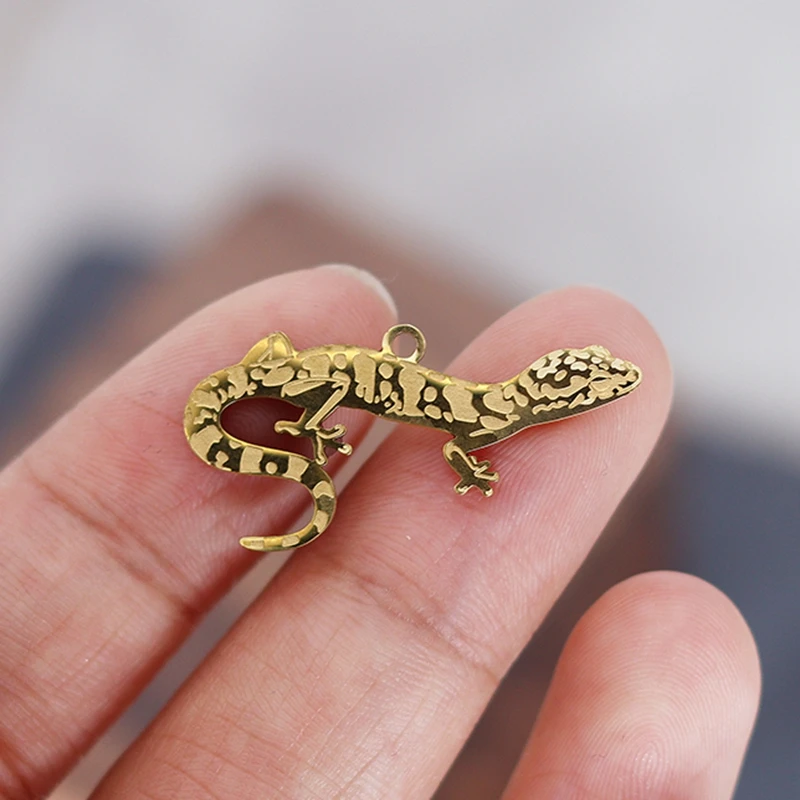 2Pcs Lizard Charms Animal Pendant Animal diy Accessories Stainless Steel Gecko Jewelry Making Punk Necklace Keychain Supplies