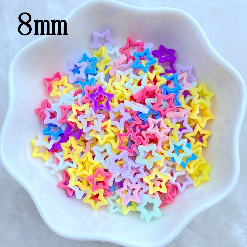 100Pcs New Cute Resin 8mm Mini Macaron Color Star Series Flat Back Manicure Parts Embellishments For Hair Bows Accessories