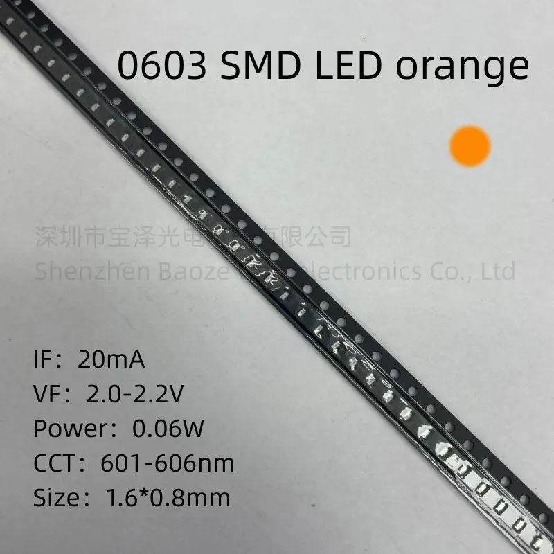 0603 SMD LED Red Yellow Green White Blue Orange Pink Ice Blue 1608 light emitting diode 100pcs/lot