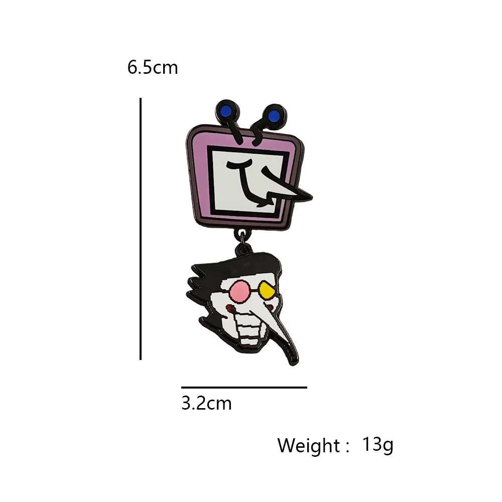 Deltarune Spamton Brosche Lustiger TV-Kopf Mike Emaille-Pin Spiel-Fans Cosplay Kostüm-Accessoires Metall-Abzeichen Dekoration Schmuck Geschenk – Detail 2