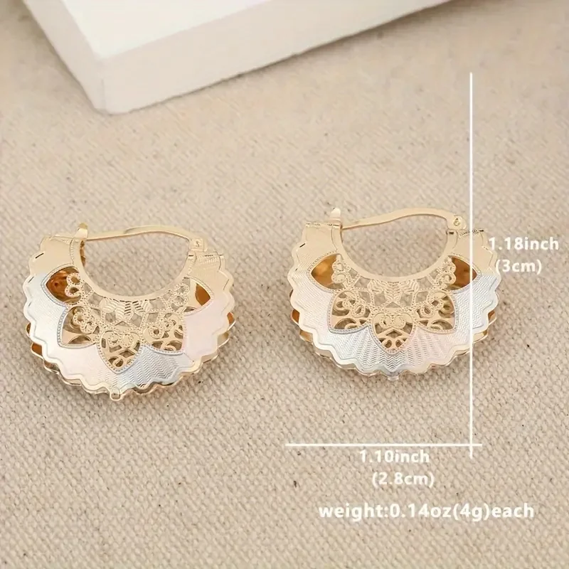 New Trendy Statement Hoop Earrings for Women Gold Color Heart Earring Luxury Jewelry for Wedding Anniversary Gift