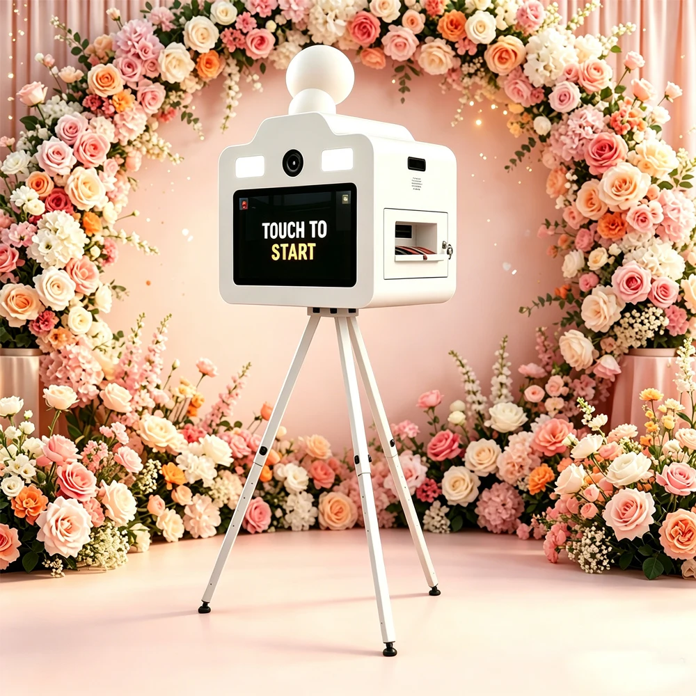 Stable Strong Metal Triangular Stand Photo Booth Box 21.5 Inch Touch Screen Photobooth Dslr Camera Photo Booth Rental Business